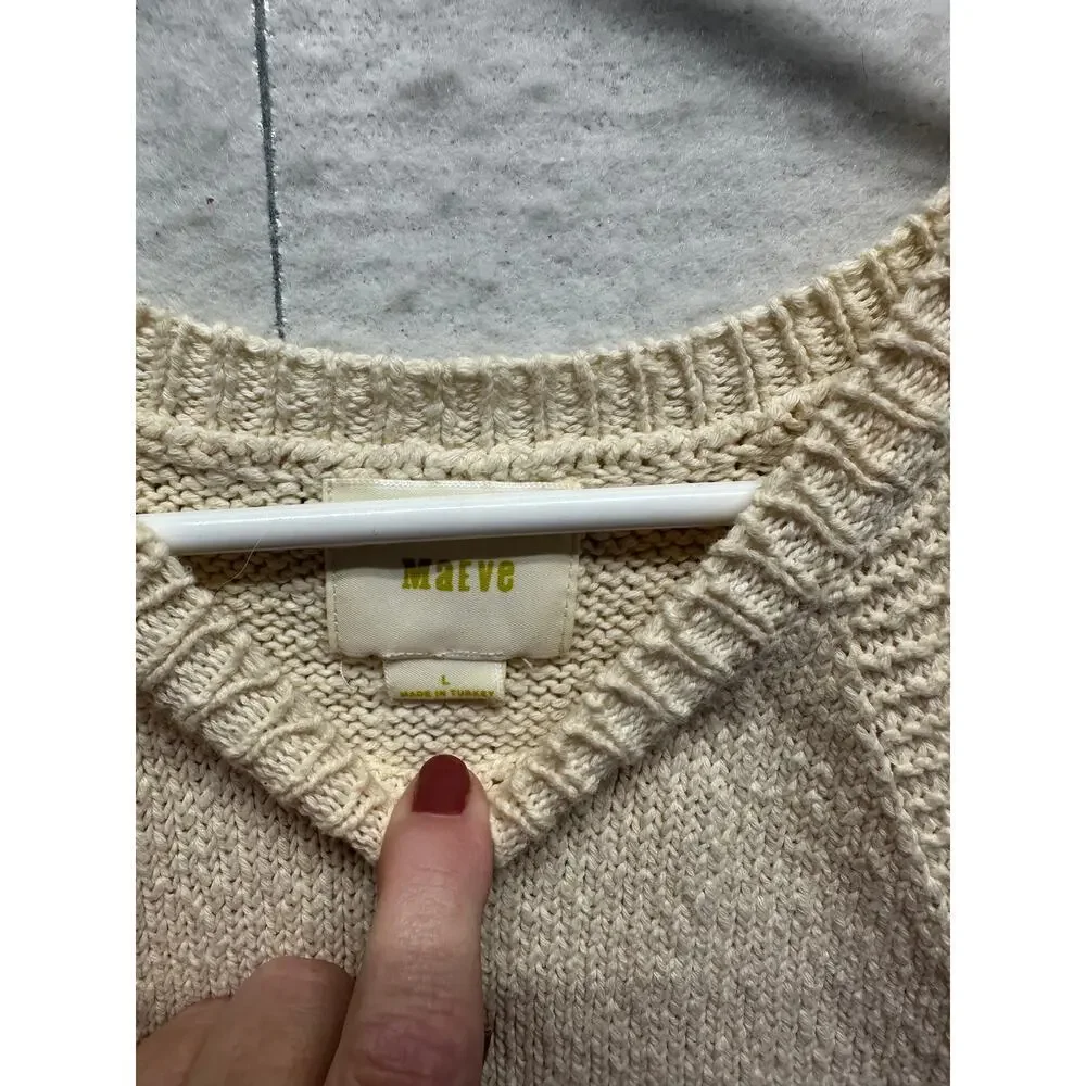 Anthropologie Maeve Ivory/Cream Sleeveless Halter Knit Sweater L Beach Loganlook - Picture 5 of 9